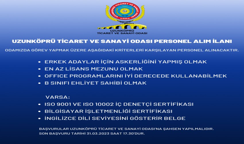 PERSONEL ALIM İLANI