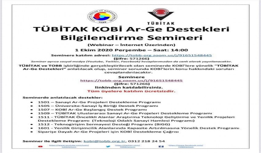 TÜBİTAK KOBİ ARGE DESTEKLERİ BİLGLENDİRME SEMİNERİ